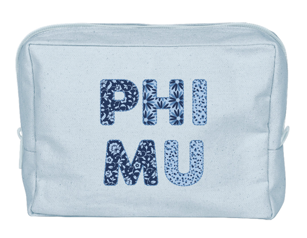 Phi Mu Coquette Powder Blue Make-Up Pouch