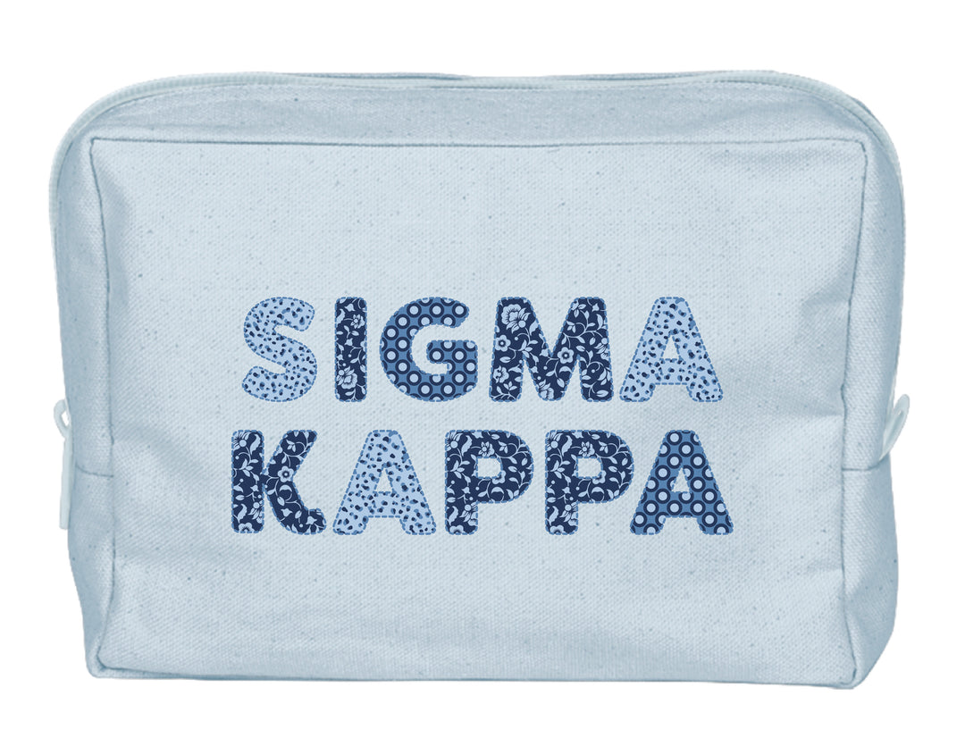 Sigma Kappa Coquette Powder Blue Make-Up Pouch
