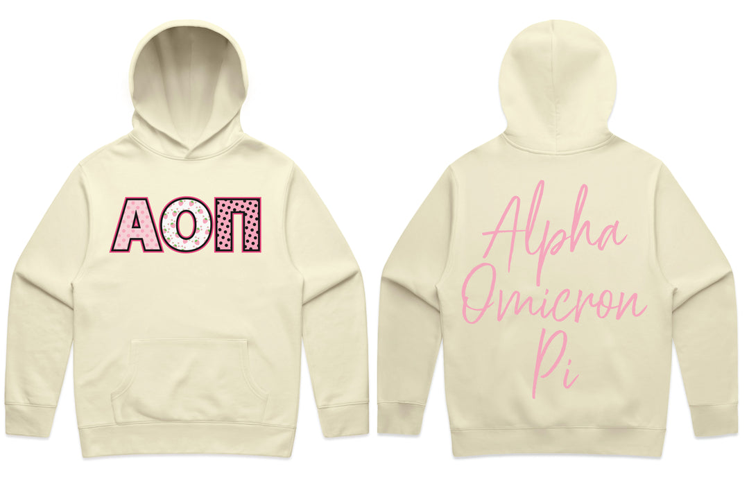 Alpha Omicron Pi Coquette Butter Heavy Weight Sorority Hoodie