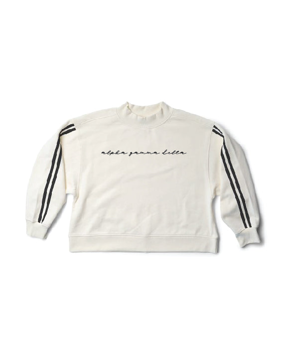 Embroidered Script Sorority Varsity Mock Neck Crewneck
