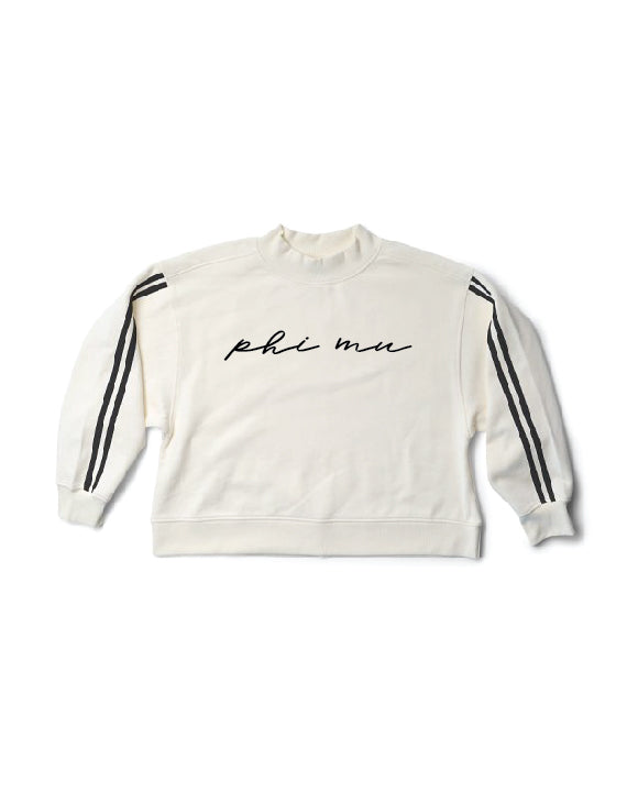 Embroidered Script Sorority Varsity Mock Neck Crewneck