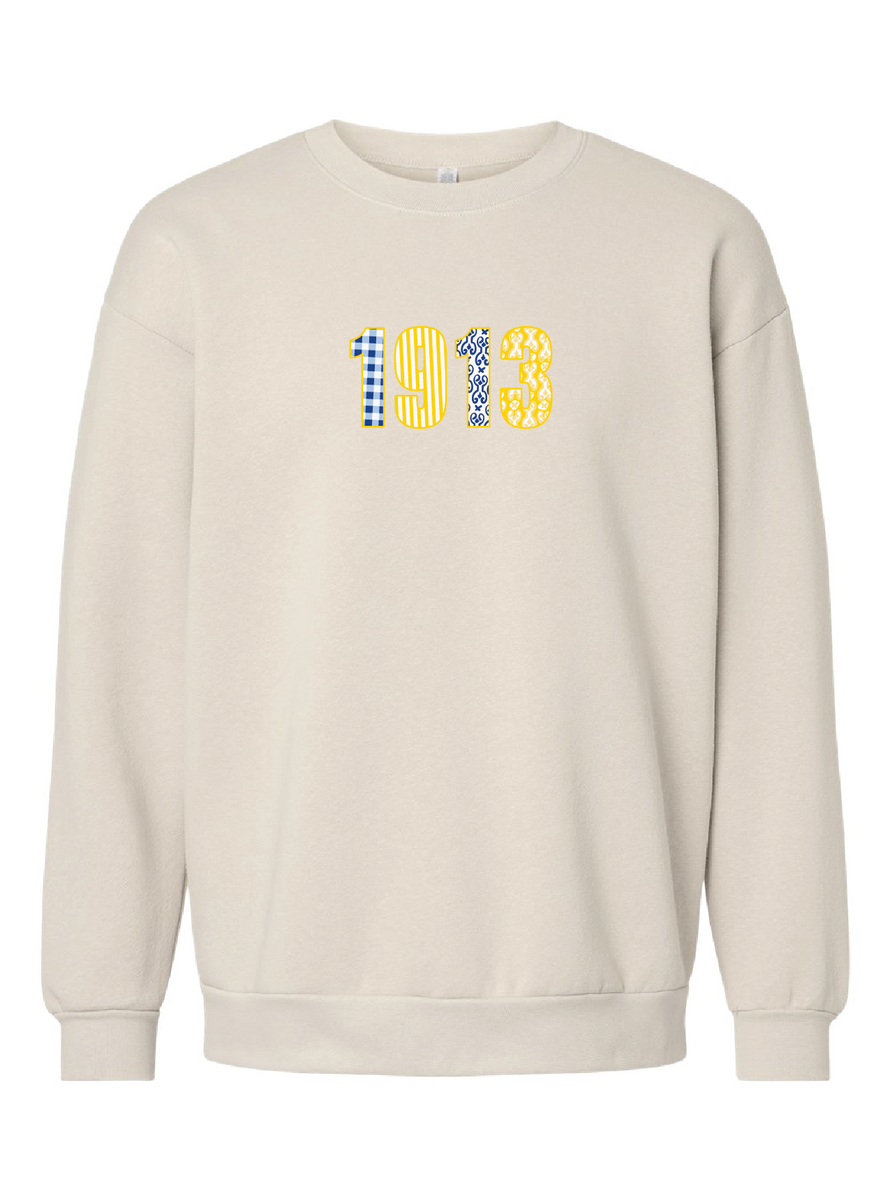 Lambda Kappa Sigma Patchwork Print Crewneck