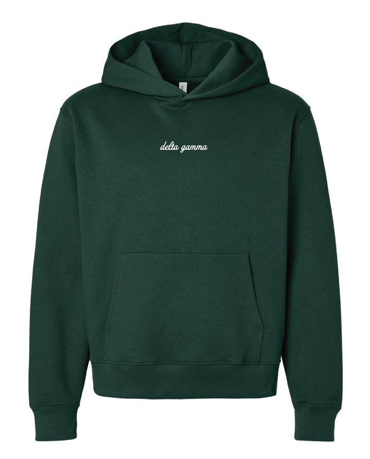 Embroidered Dainty Script Heavy Weight Sorority Hoodie