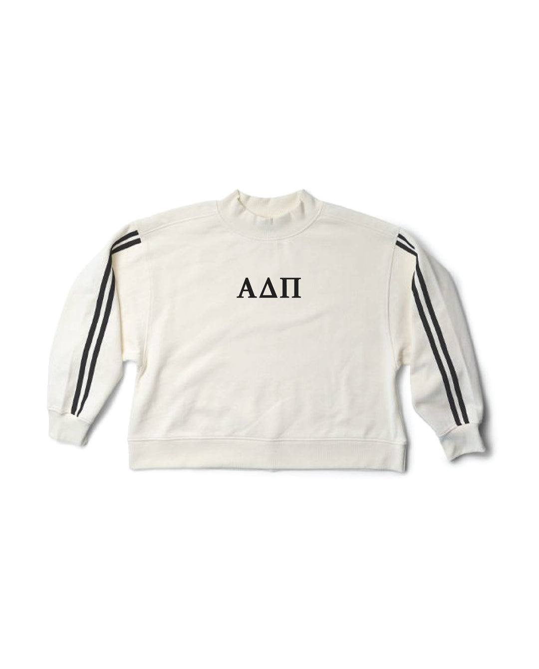 Embroidered Greek Letter Mock Neck Varsity Alpha Delta Pi Crewneck