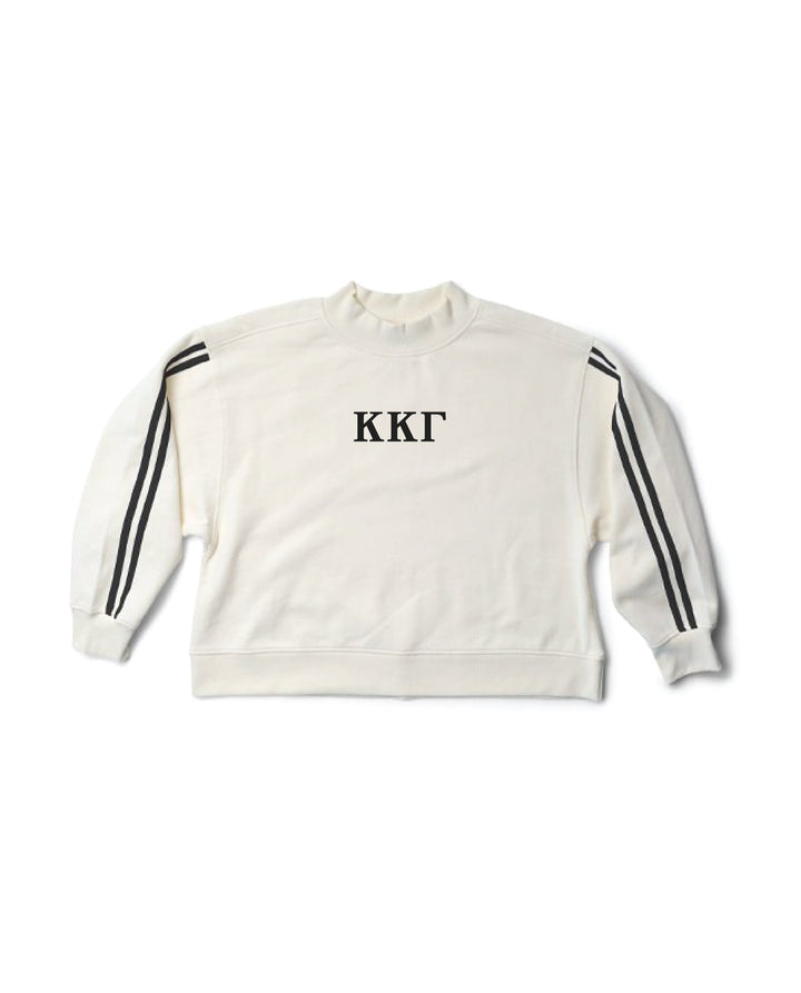 Embroidered Greek Letter Mock Neck Varsity Sorority Crewneck