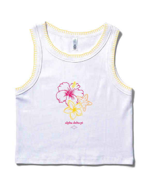 Hibiscus Flowers Stitched Alpha Delta Pi Tank