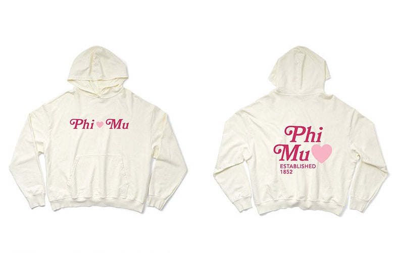 Phi Mu Vanilla Ice Light Weight Heart Hoodie