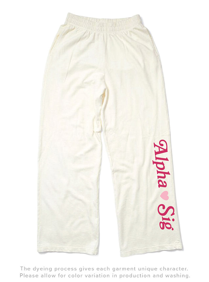 Alpha Sigma Alpha Vanilla Ice Light Weight Heart Wide Leg Pants