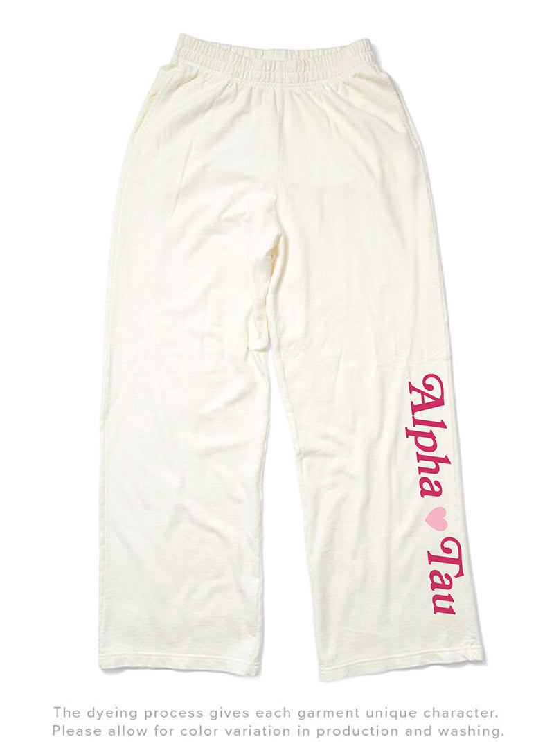 Alpha Sigma Tau Vanilla Ice Light Weight Heart Wide Leg Pants