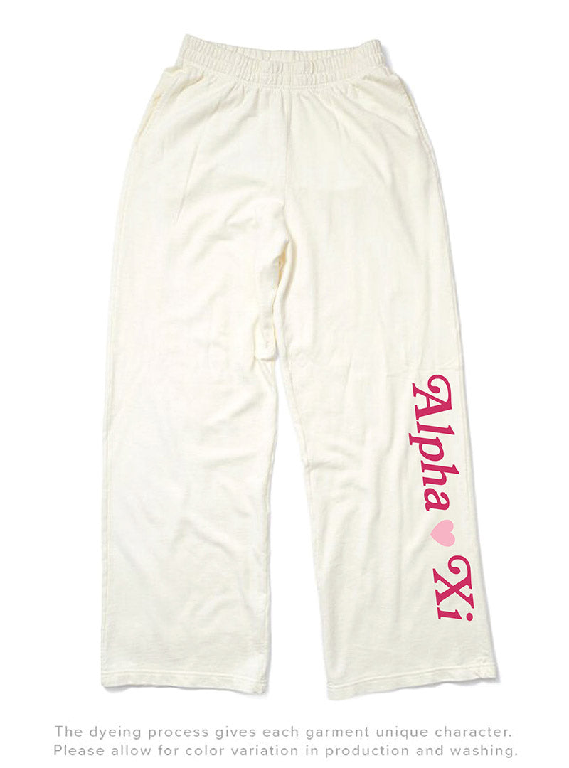 Alpha Xi Delta Vanilla Ice Light Weight Heart Wide Leg Pants