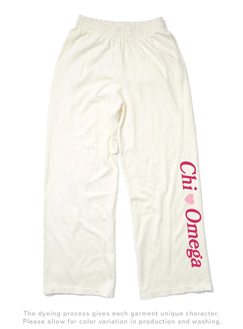 Chi Omega Vanilla Ice Light Weight Heart Wide Leg Pants