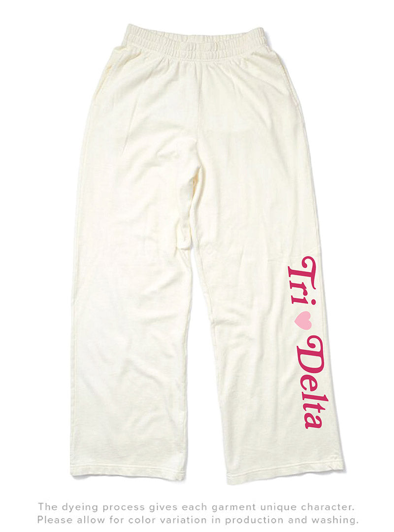 Delta Delta Delta Vanilla Ice Light Weight Heart Wide Leg Pants