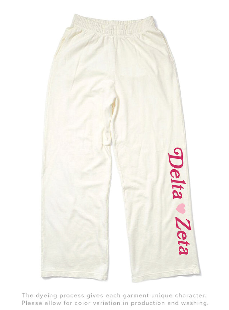 Delta Zeta Vanilla Ice Light Weight Heart Wide Leg Pants