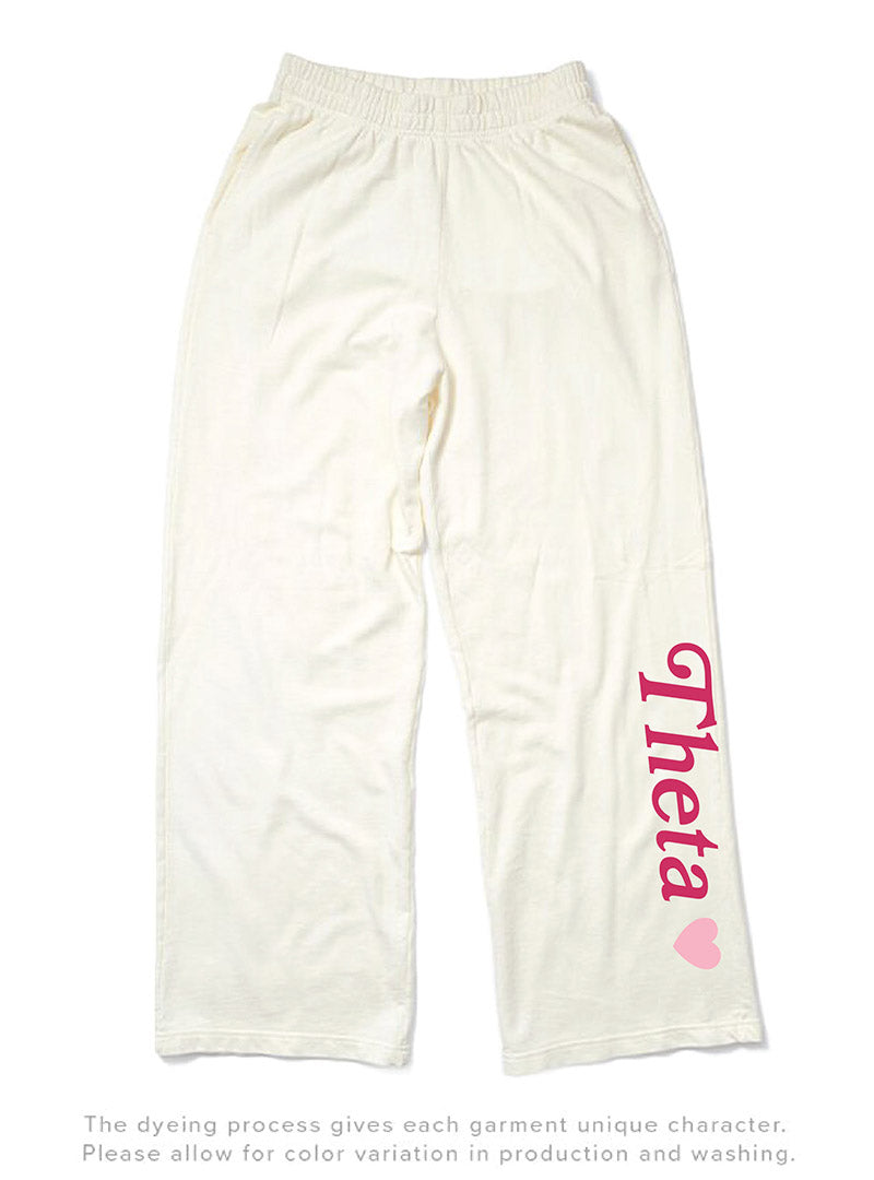 Kappa Alpha Theta Vanilla Ice Light Weight Heart Wide Leg Pants