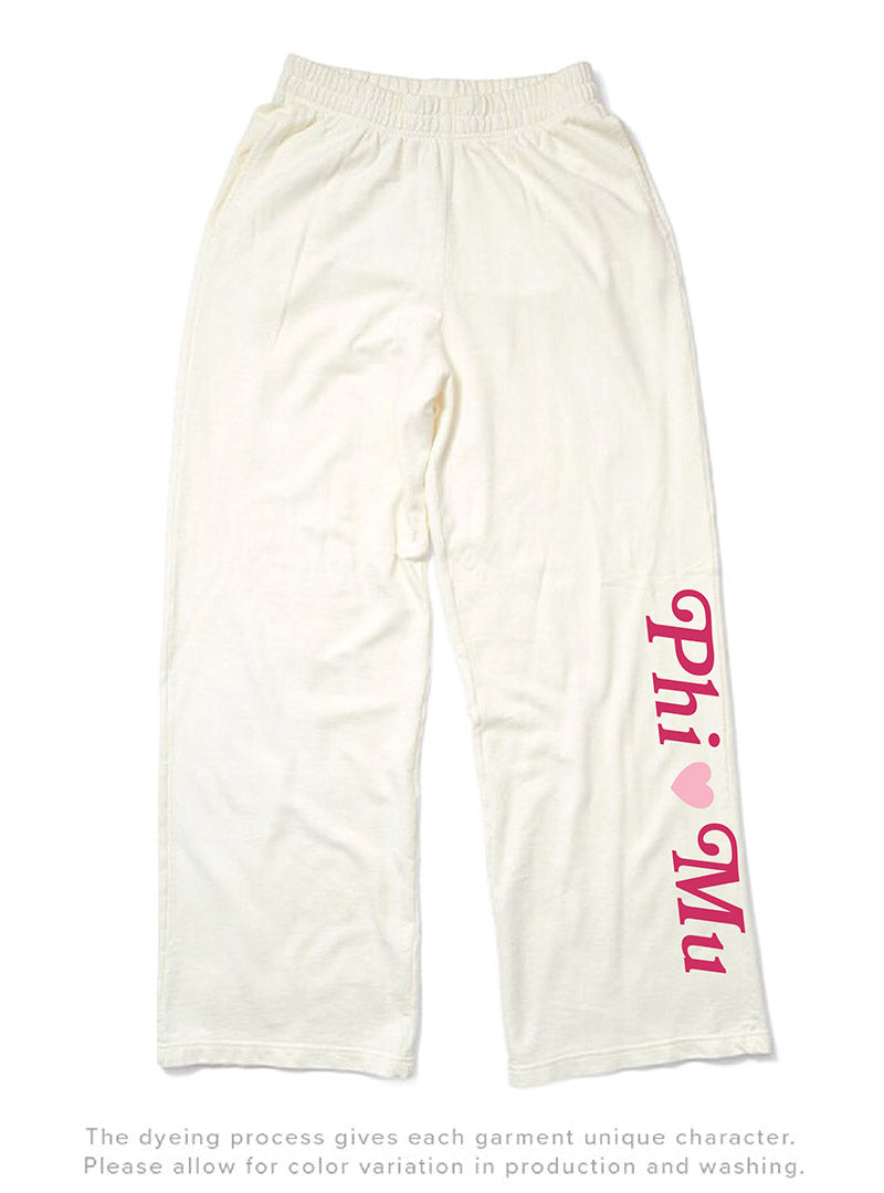 Phi Mu Vanilla Ice Light Weight Heart Wide Leg Pants