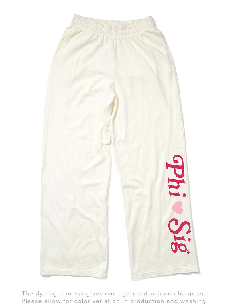 Phi Sigma Sigma Vanilla Ice Light Weight Heart Wide Leg Pants