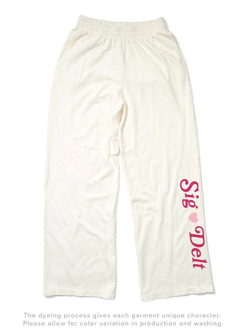 Sigma Delta Tau Vanilla Ice Light Weight Heart Wide Leg Pants