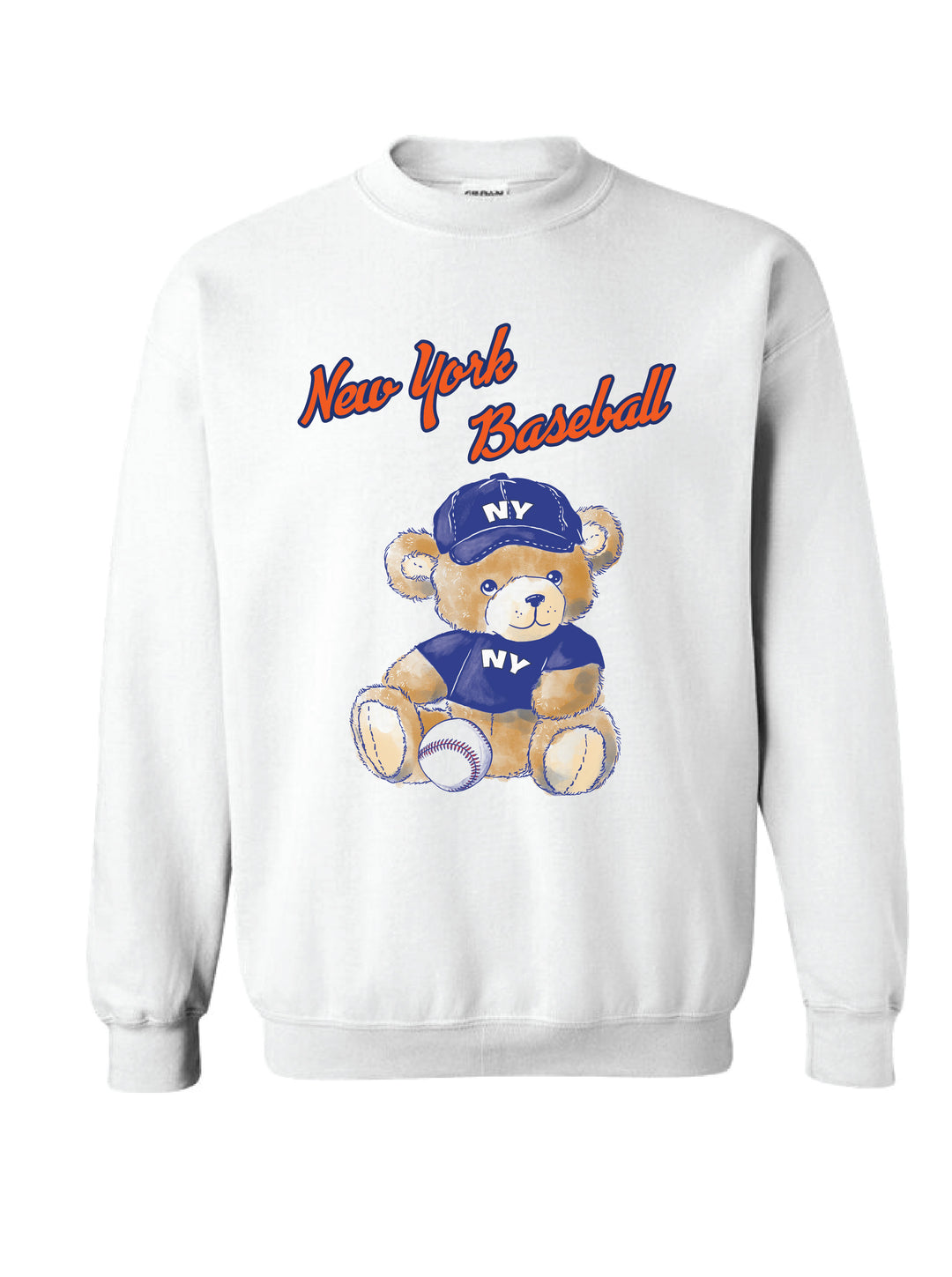New York Blue/Orange Baseball Teddy Crewneck