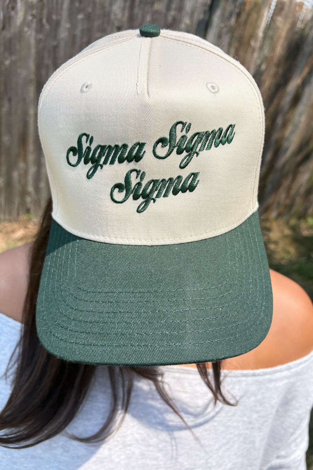 Dark Green Script Embroidered Sorority Hat