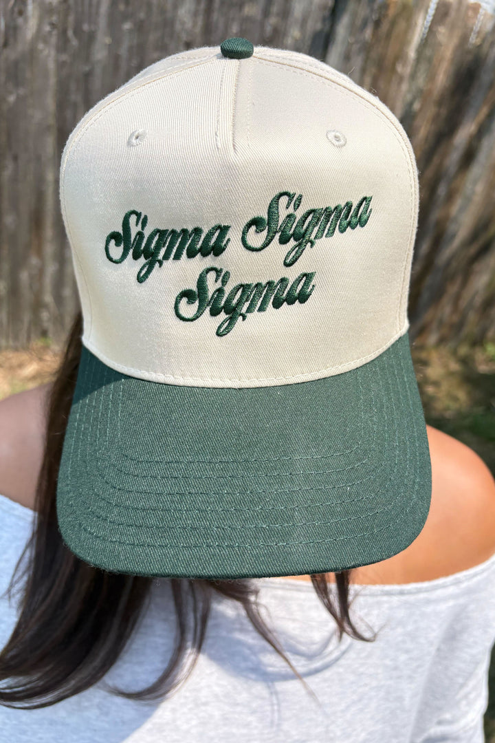 Dark Green Script Embroidered Sorority Hat