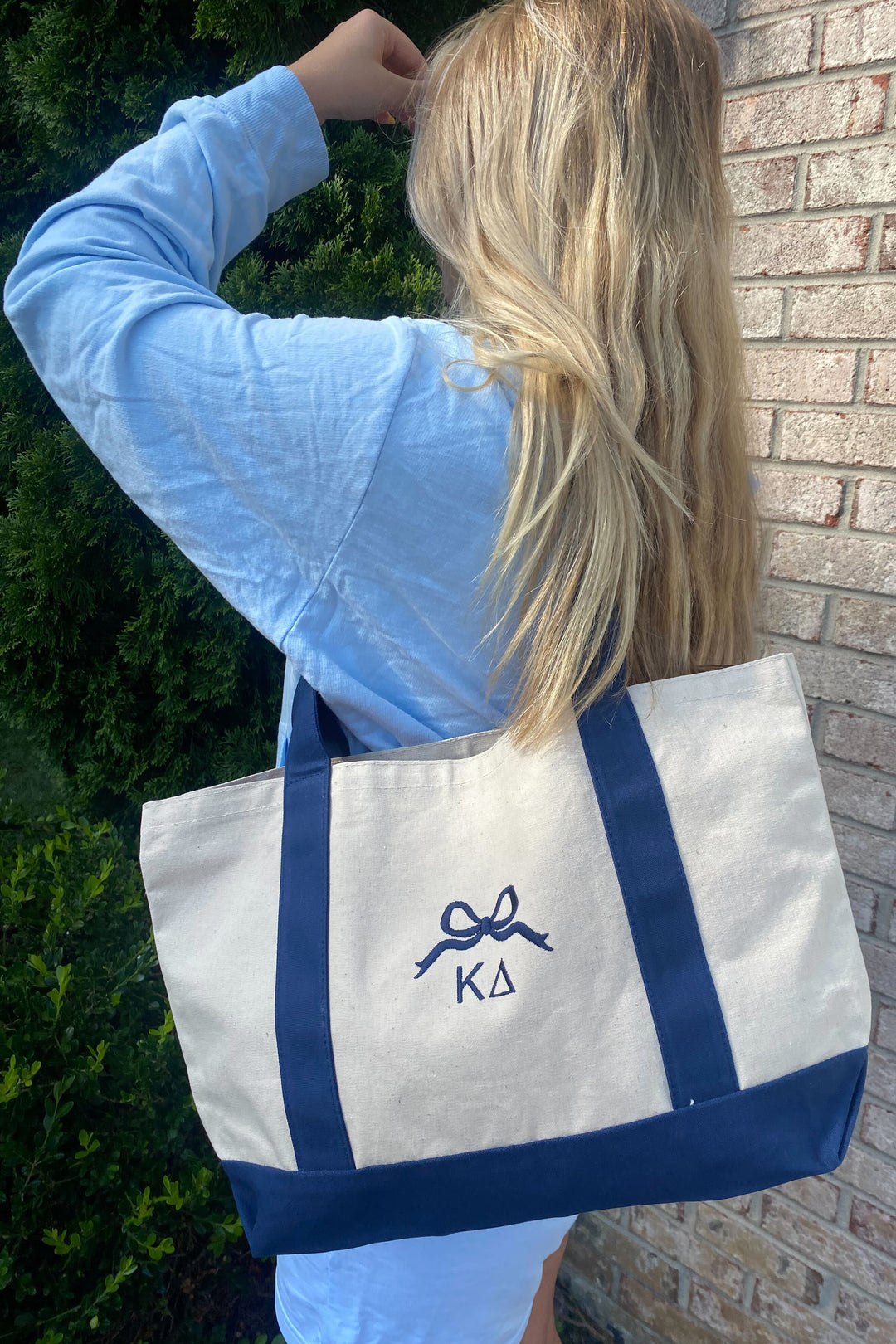 Embroidered Bow Sorority Tote