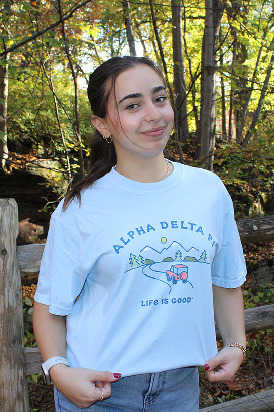 LIFE IS GOOD Alpha Delta Pi Mountain Tee University Tees