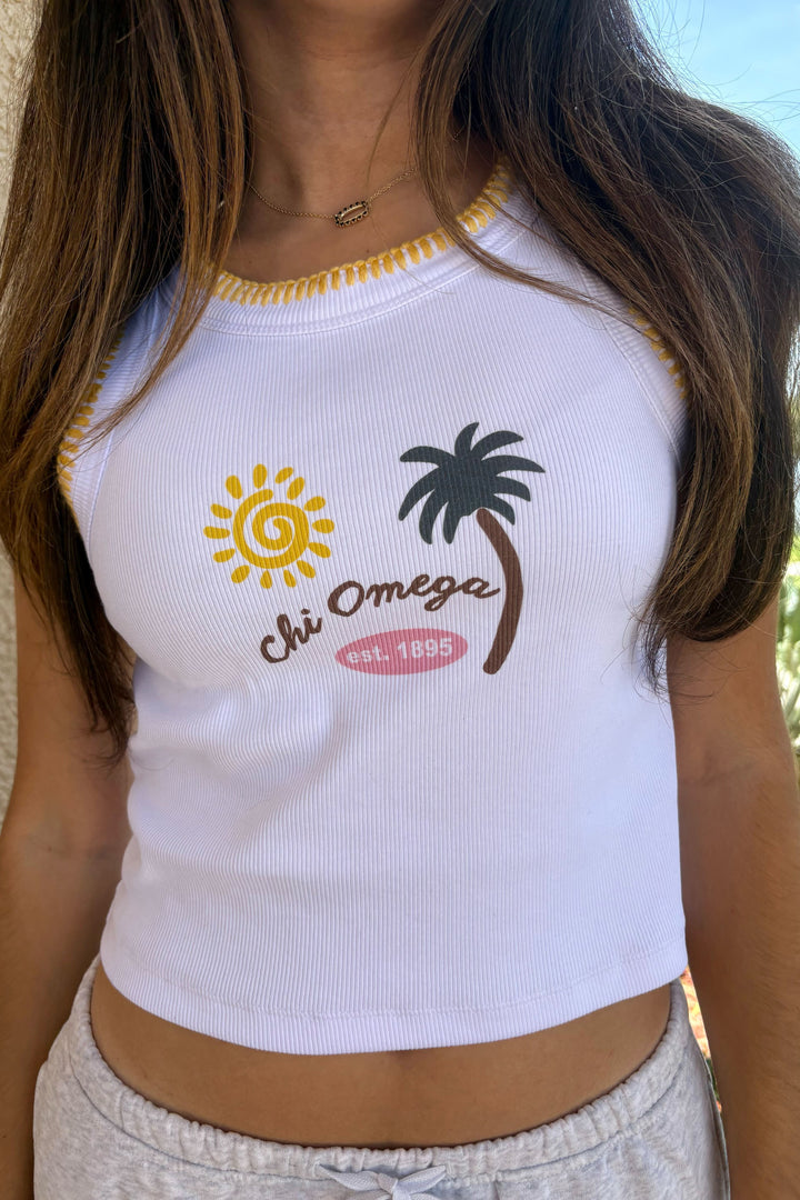 Palm Tree Stitched Sorority Tank