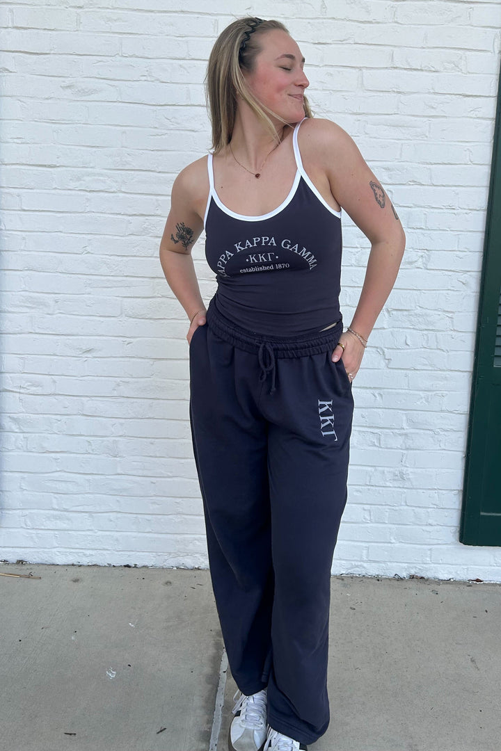 Midnight Sky/White Simple Sorority Contrast Tank
