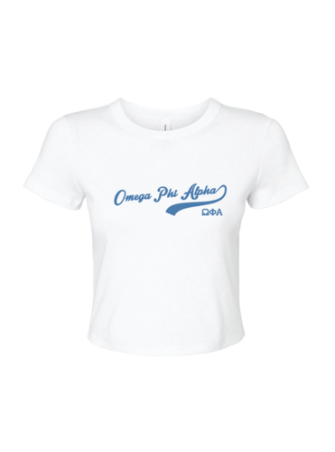 Omega Phi Alpha Baby Tee - White