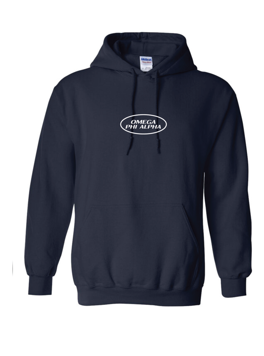 Omega Phi Alpha Oval Navy Hoodie