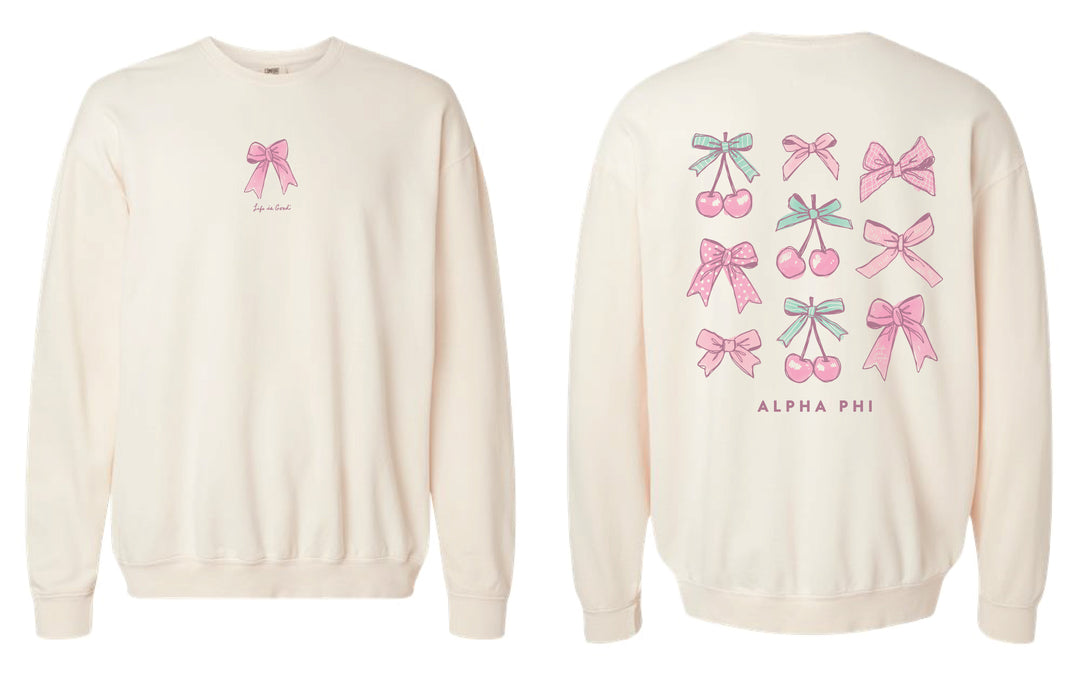 Life Is Good Cherries & Bows Sorority Crewneck