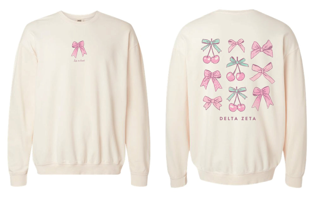 Life Is Good Cherries & Bows Sorority Crewneck