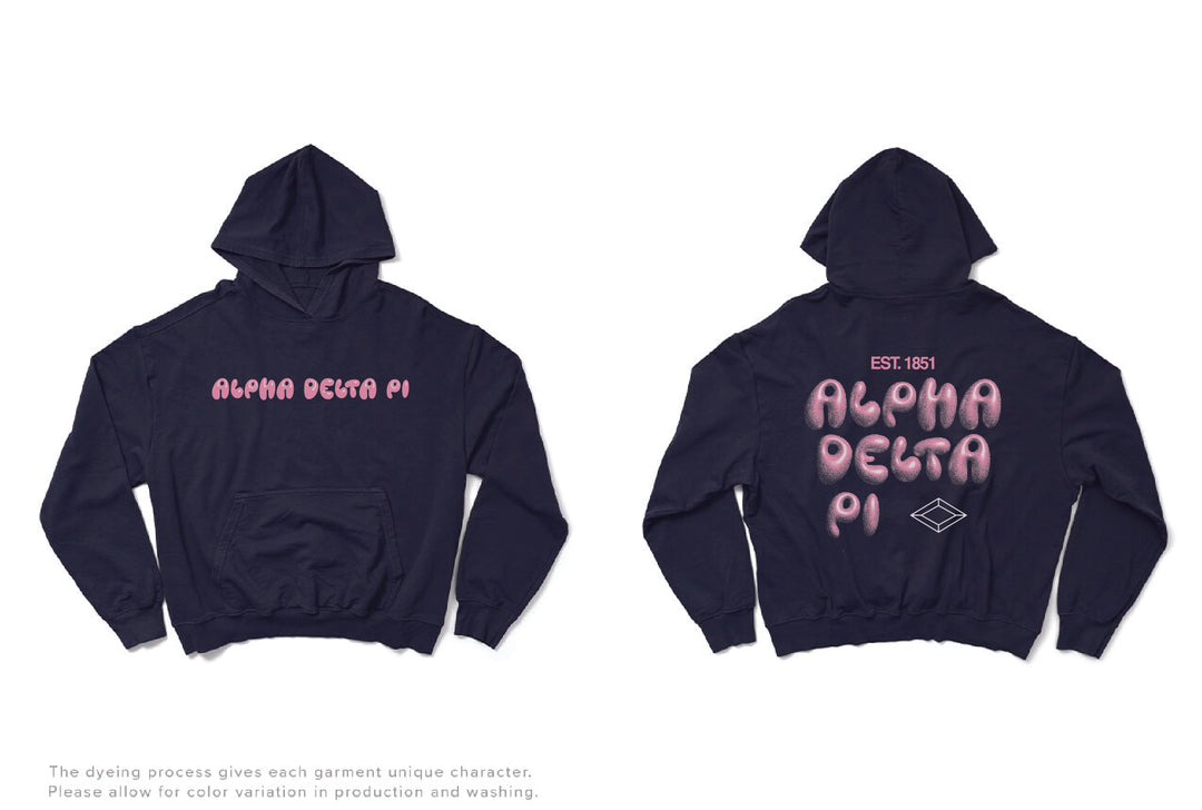 Midnight Sky Alpha Delta Pi Bubble Letter Matching Set Light Weight Hoodie