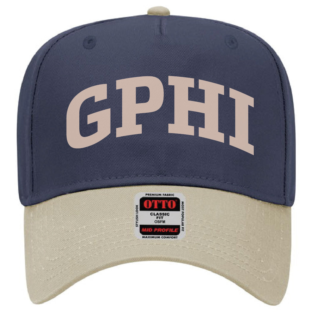 Khaki/Navy Two-Toned Embroidered Sorority Hat