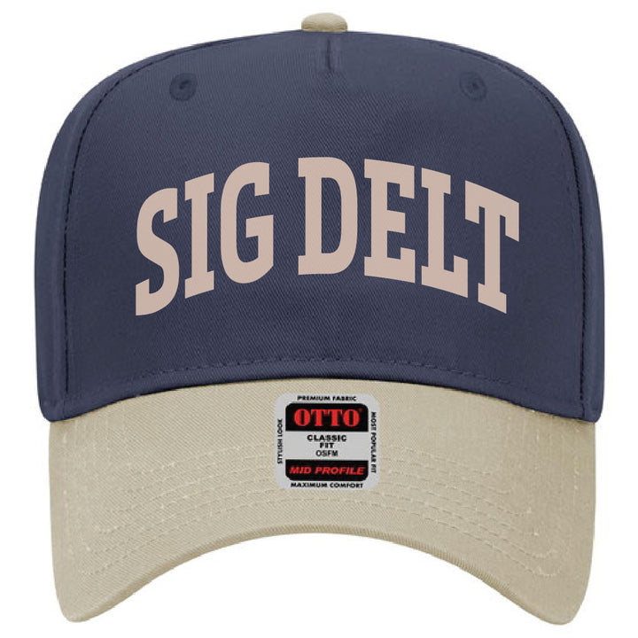 Khaki/Navy Two-Toned Embroidered Sorority Hat