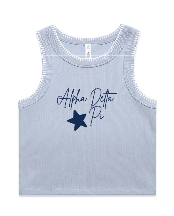 Navy Star Stitched Alpha Delta Pi Tank