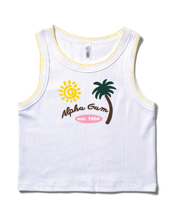 Palm Tree Stitched Sorority Tank
