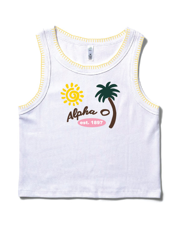 Palm Tree Stitched Sorority Tank