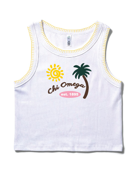Palm Tree Stitched Sorority Tank