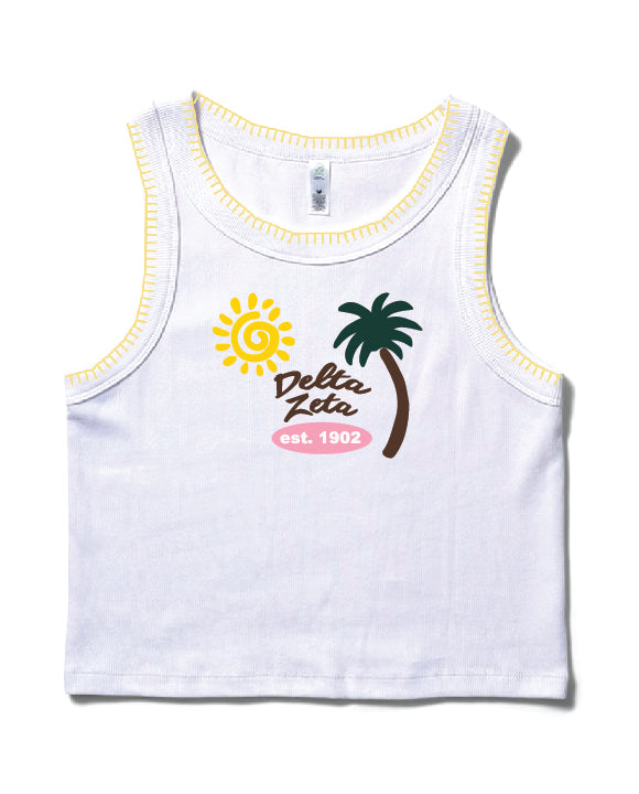 Palm Tree Stitched Sorority Tank