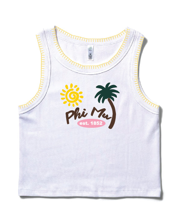 Palm Tree Stitched Sorority Tank