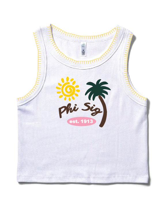 Palm Tree Stitched Sorority Tank