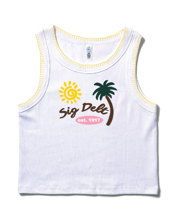 Palm Tree Stitched Sorority Tank