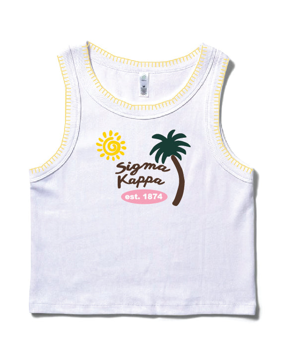 Palm Tree Stitched Sorority Tank
