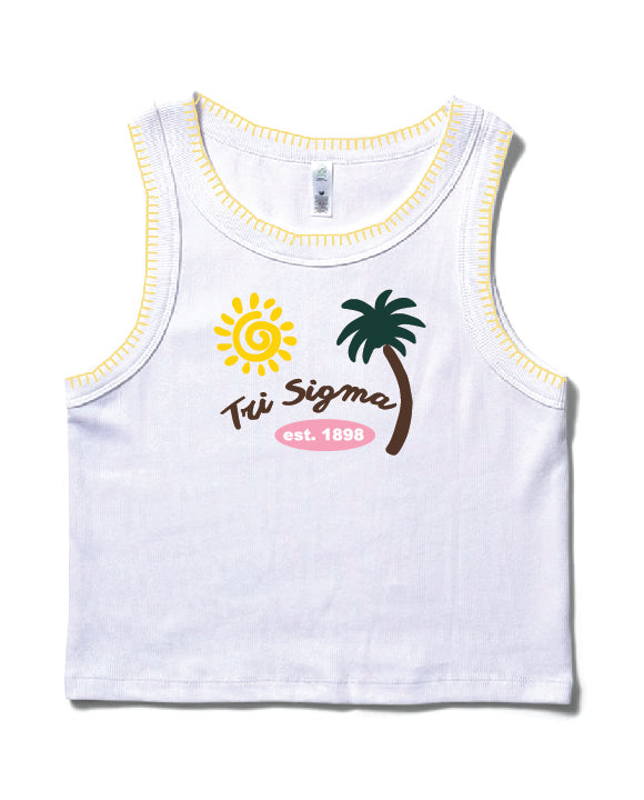 Palm Tree Stitched Sorority Tank