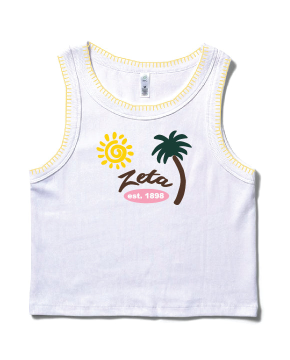 Palm Tree Stitched Sorority Tank