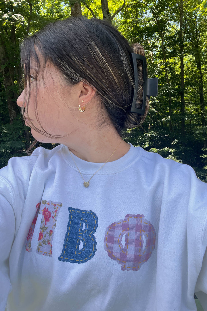 Patchwork Coquette Sorority Crewneck