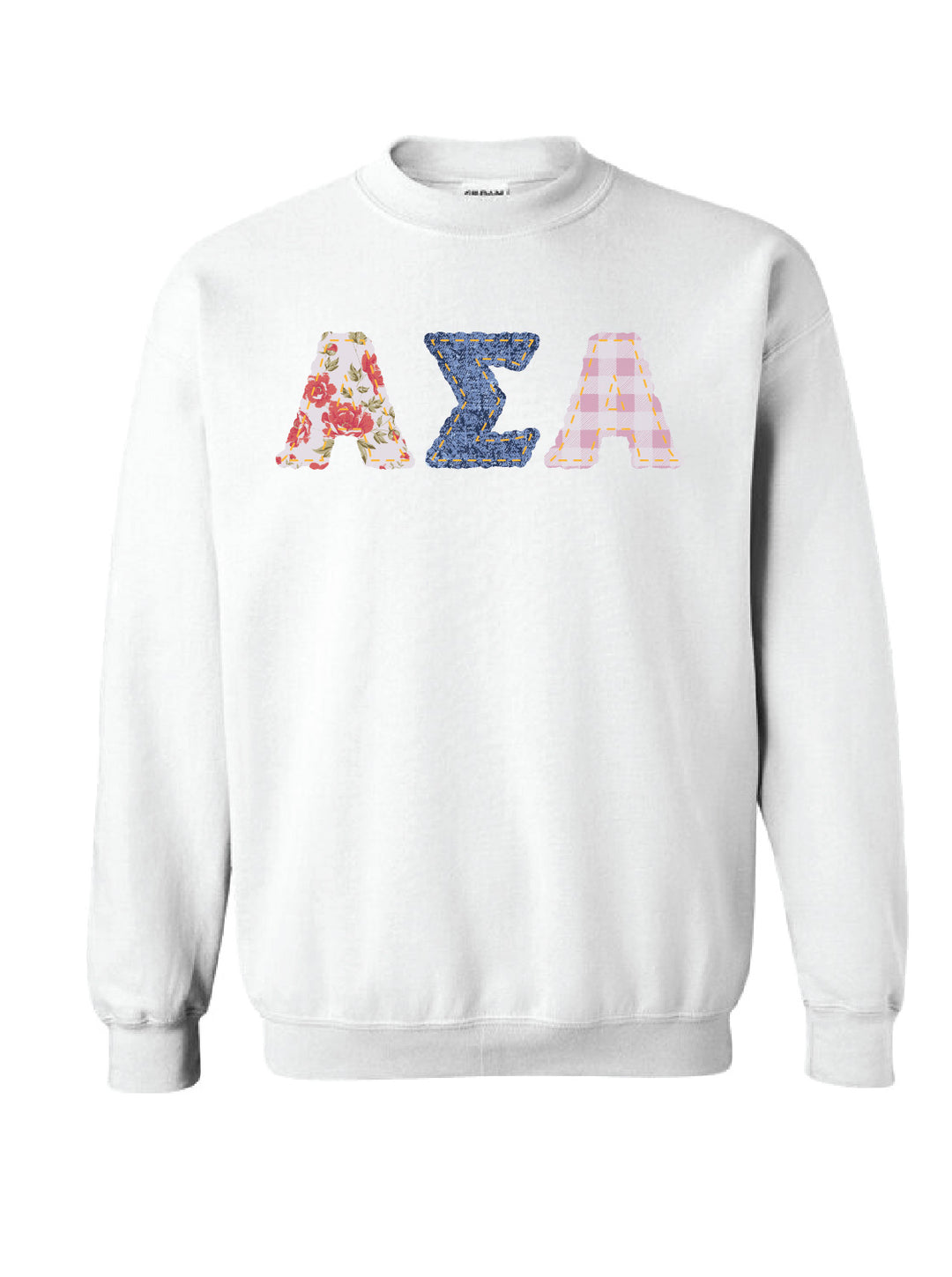 Alpha Sigma Alpha Patchwork Print Crewneck