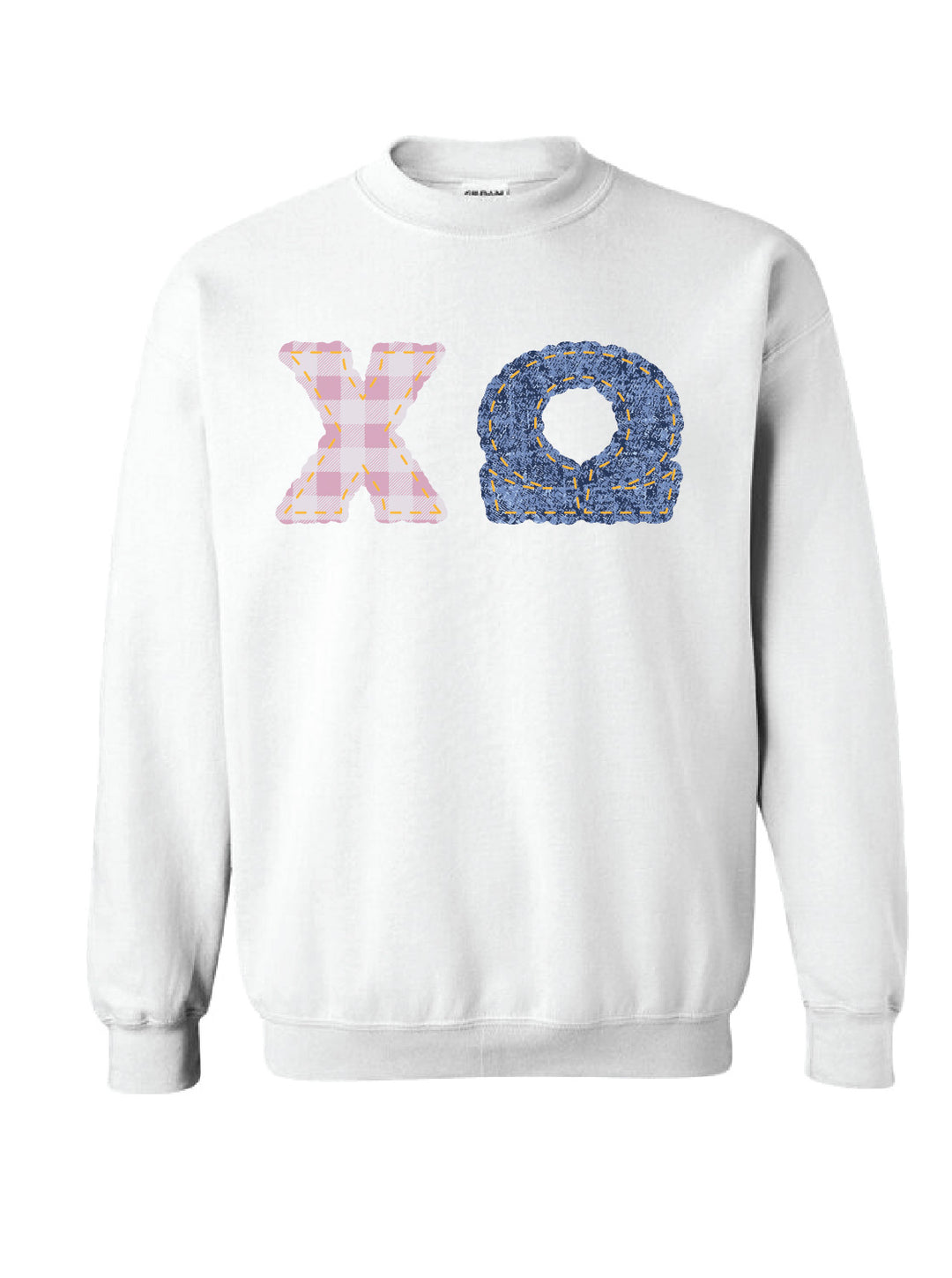 Chi Omega Patchwork Print Crewneck