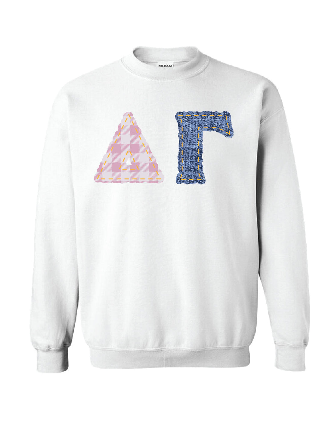 Delta Gamma Patchwork Print Crewneck